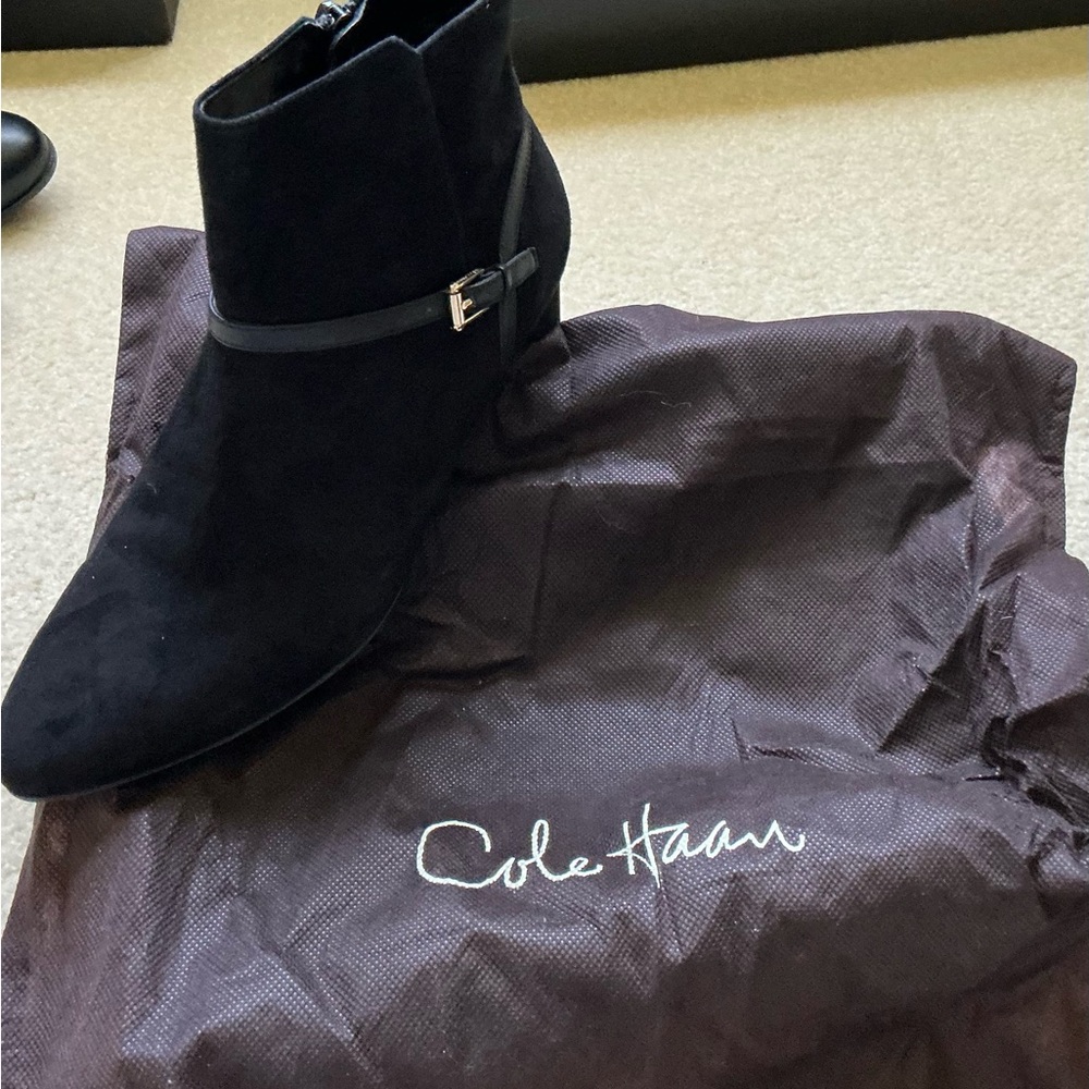 Cole Haan Women's Sleek Suede Black Ankle Booties